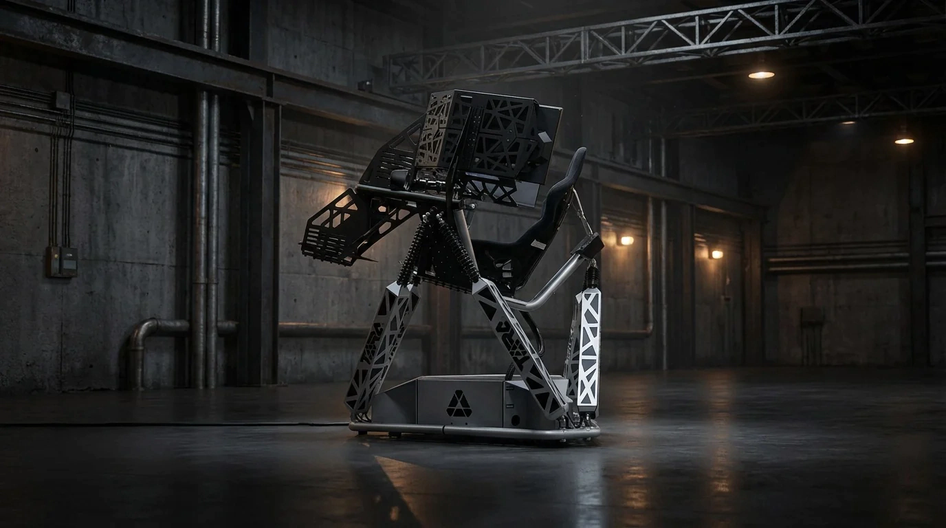 TORQ EVO 2 6DOF Stewart motion platform in an industrial hall